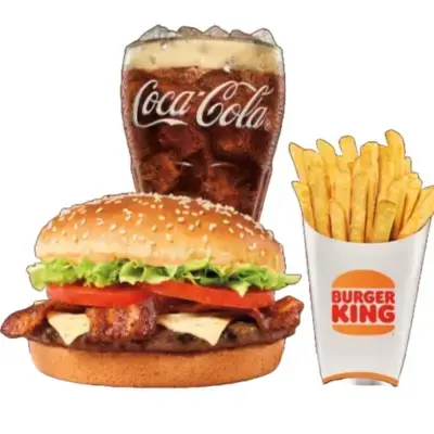 Burger, fries, and soda combo meal