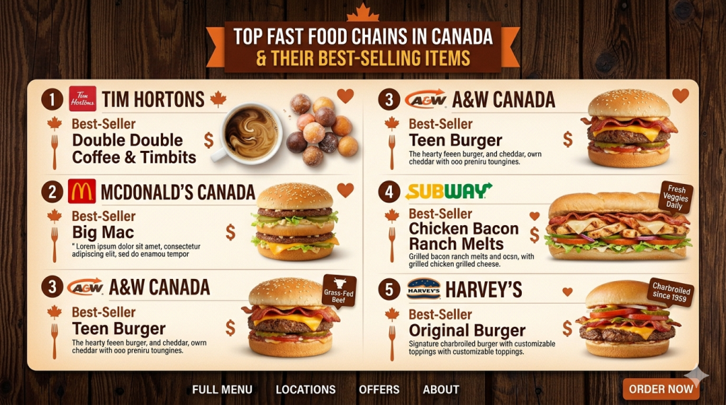 Top Fast Food Chains in Canada and Their Best-Selling Items